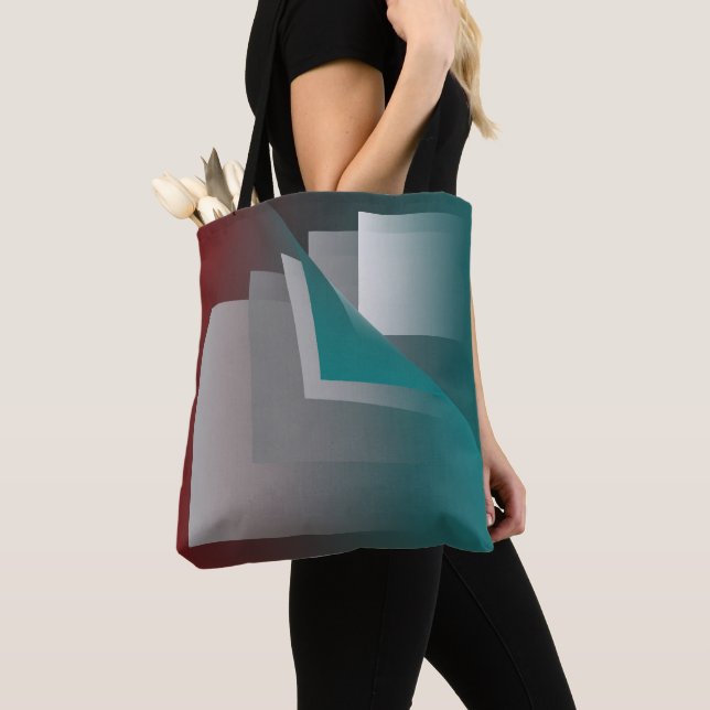 Teal burgundy gray pages tote bag (Close Up)