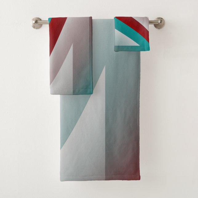 teal burgundy gray sphere effect bath towel set (Insitu)