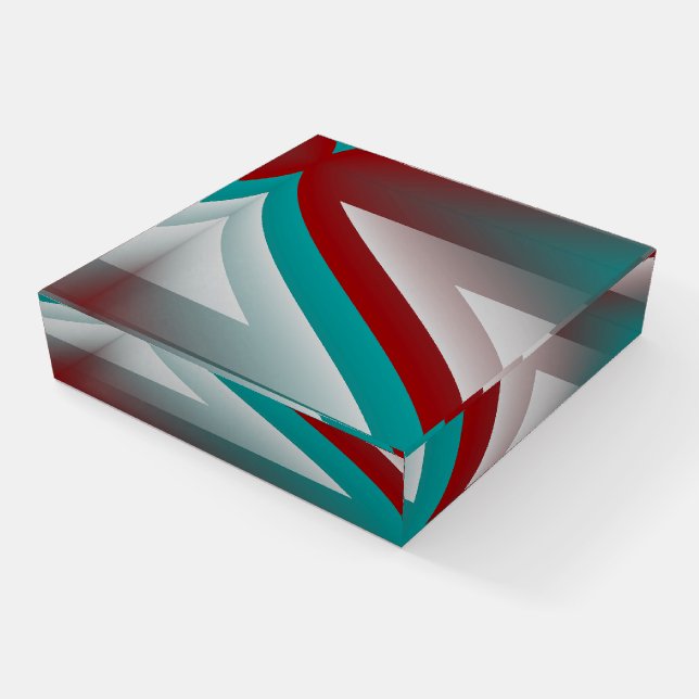 teal burgundy gray sphere effect paperweight (Angled)