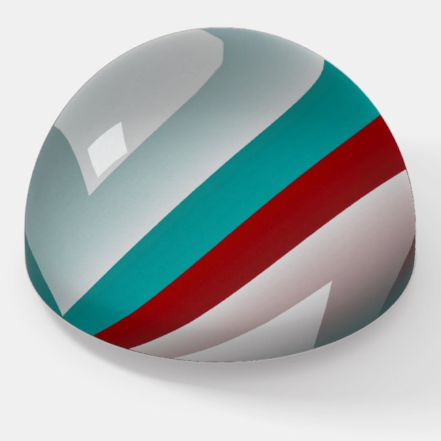 teal burgundy gray sphere effect paperweight (Angled)