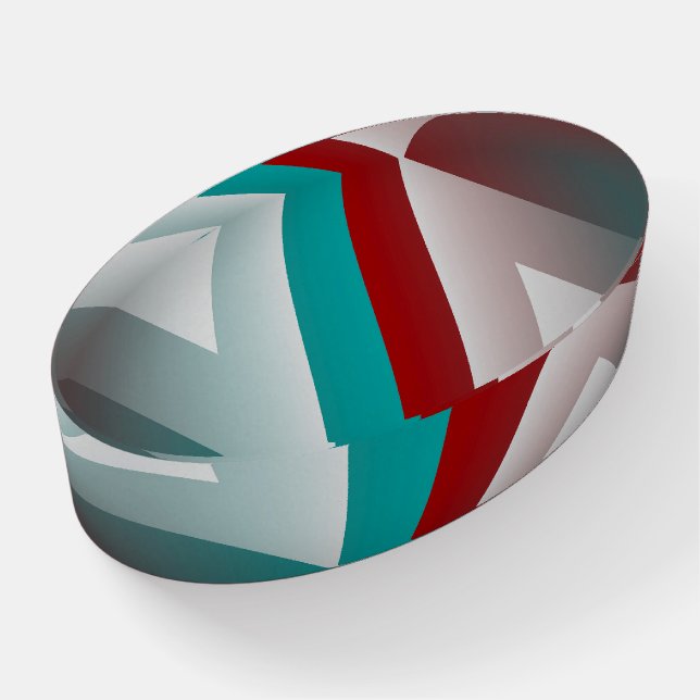 teal burgundy gray sphere effect paperweight (Angled)