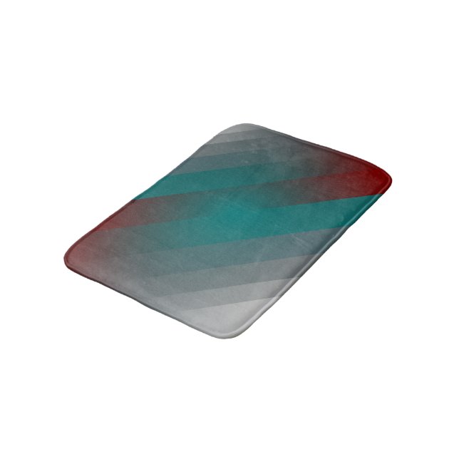 teal burgundy gray stripes bath mat (Angled)