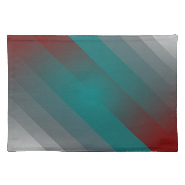 teal burgundy gray stripes cloth placemat (Front)