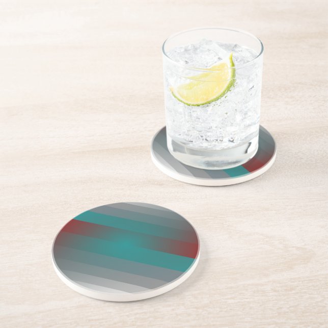 teal burgundy gray stripes coaster (Side)