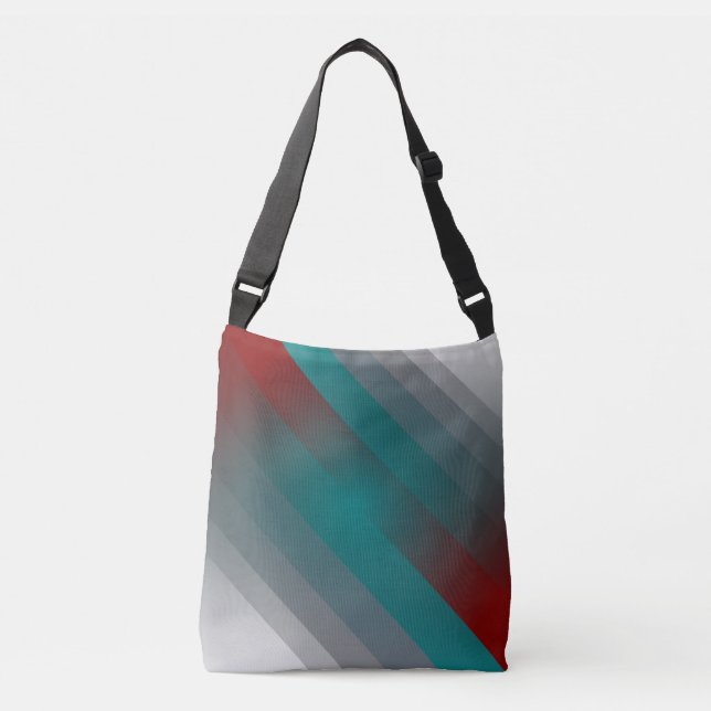 teal burgundy gray stripes crossbody bag (Front)