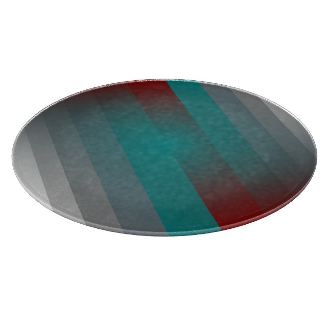 teal burgundy gray stripes cutting board (Corner)