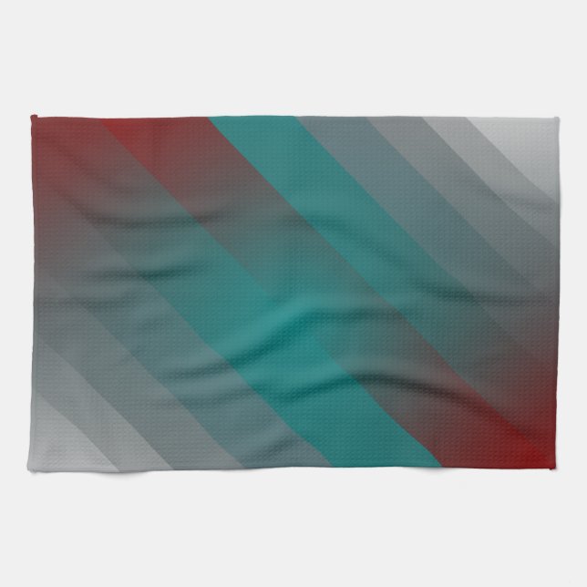 teal burgundy gray stripes kitchen towel (Horizontal)
