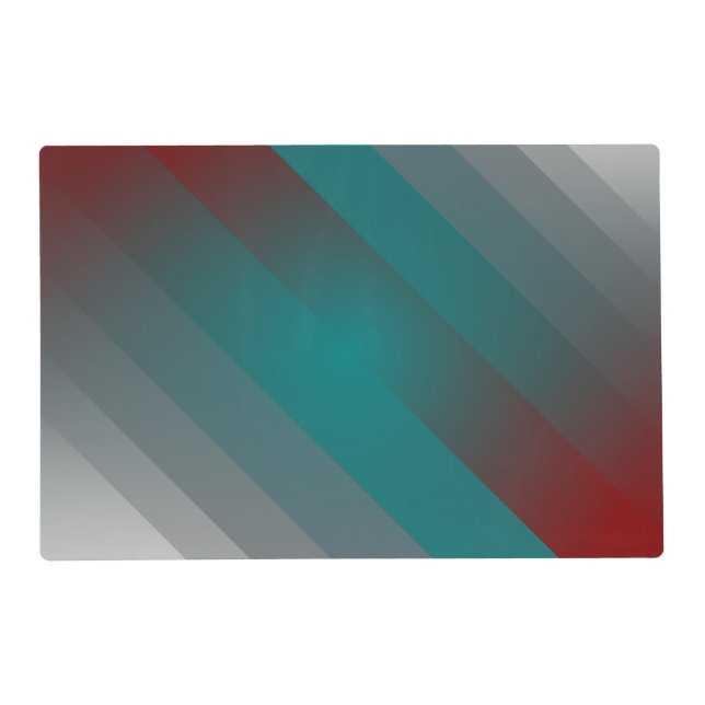 teal burgundy gray stripes placemat (Front)