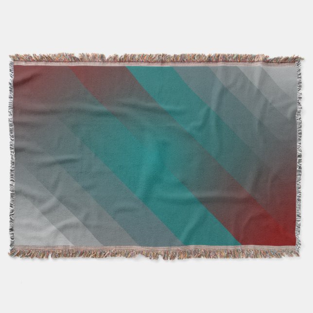 teal burgundy gray stripes throw blanket (Front)