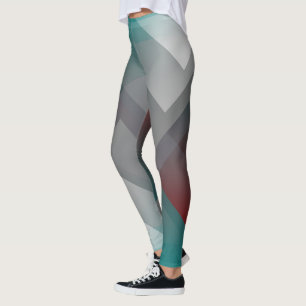 Teal burgundy gray symmetry leggings