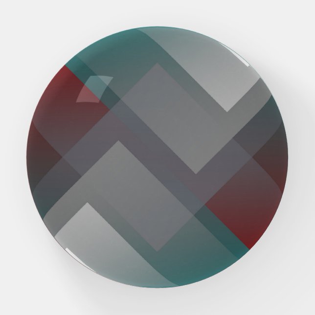 Teal burgundy gray symmetry paperweight (Front)