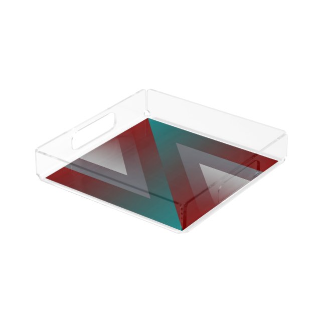 teal burgundy gray triangle acrylic tray (Angled)