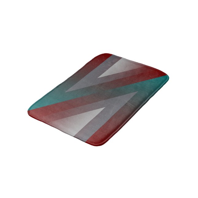 teal burgundy gray triangle bath mat (Angled)