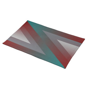 teal burgundy gray triangle cloth placemat