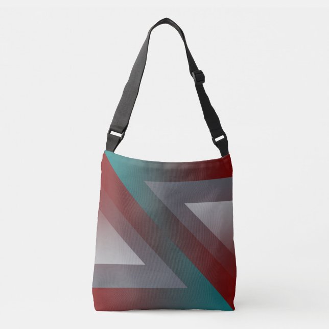 teal burgundy gray triangle crossbody bag (Front)