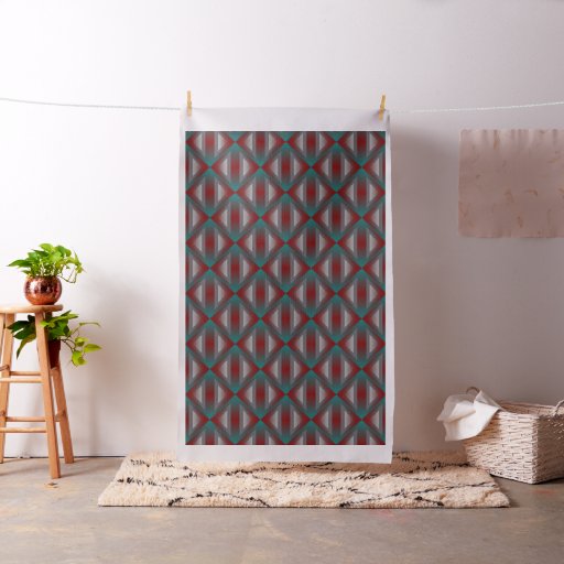 teal burgundy gray triangle fabric