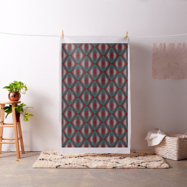 teal burgundy gray triangle fabric (In Situ)