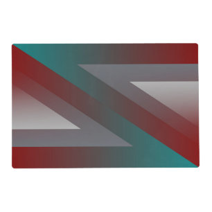 teal burgundy gray triangle placemat