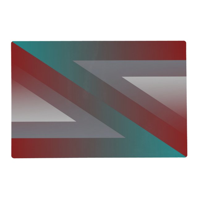 teal burgundy gray triangle placemat (Front)