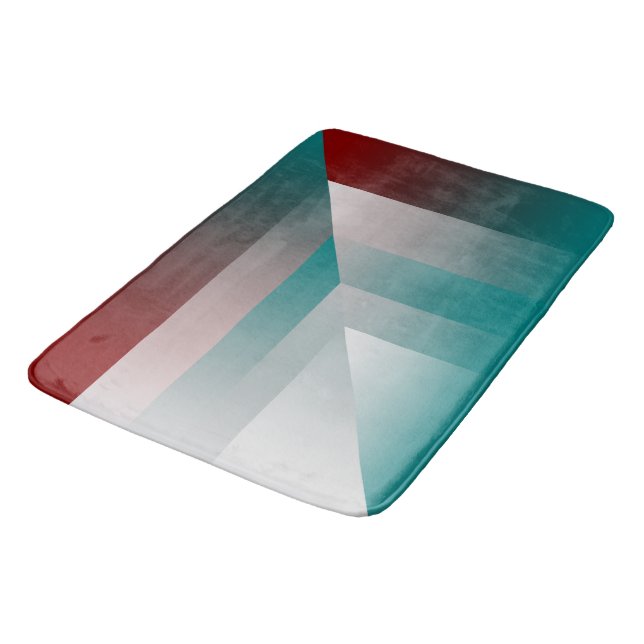 teal burgundy gray triangles bath mat (Angled)