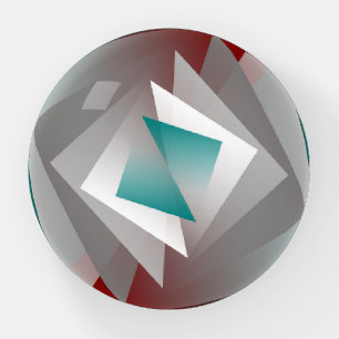 Teal Burgundy Gray Triangles Paperweight