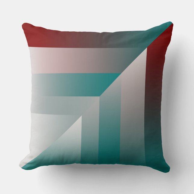 teal burgundy gray triangles throw pillow (Front)