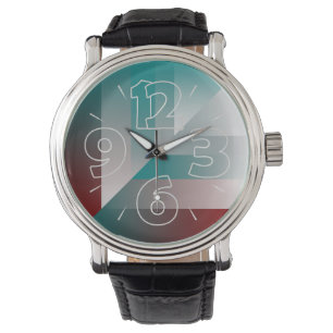 teal burgundy gray triangles watch