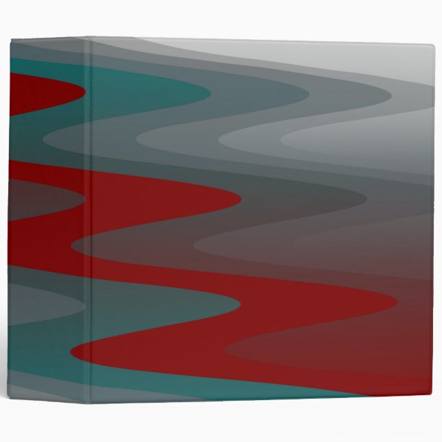 teal burgundy gray waves 3 ring binder (Front/Spine)