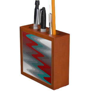 teal burgundy gray waves desk organizer