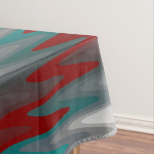 teal burgundy gray waves tablecloth