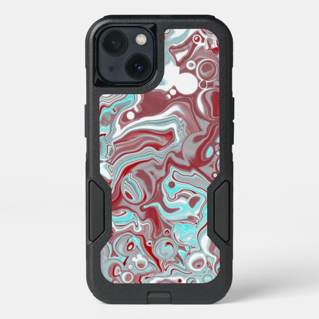 Teal, Burgundy, Red and White Marble Swirls   Otterbox iPhone Case (Back)