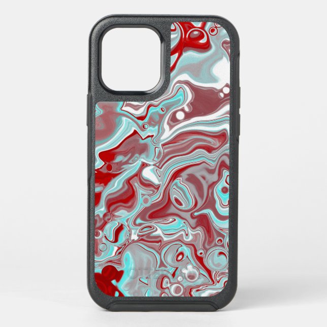 Teal, Burgundy, Red and White Marble Swirls    Otterbox iPhone Case (Back)