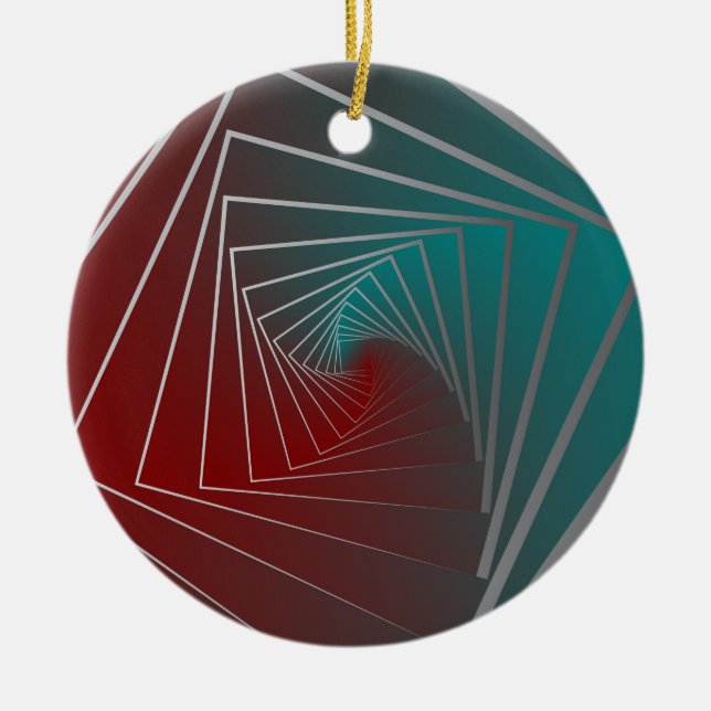 teal burgundy spin ceramic ornament (Front)