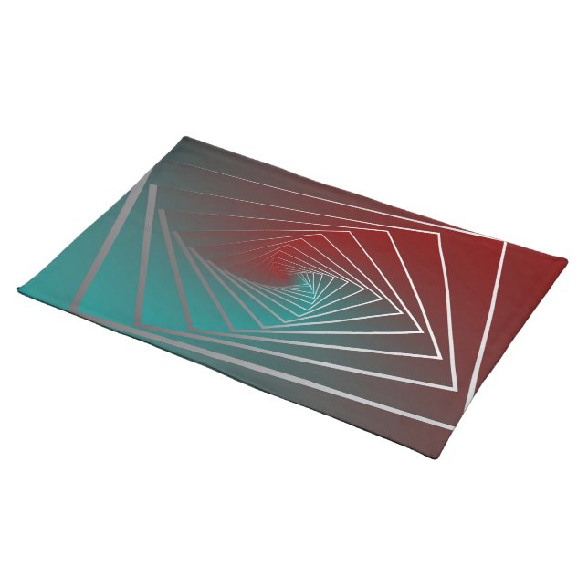 teal burgundy spin cloth placemat (On Table)