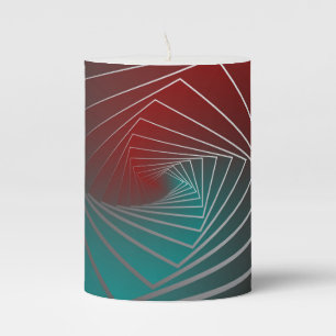 teal burgundy spin pillar candle