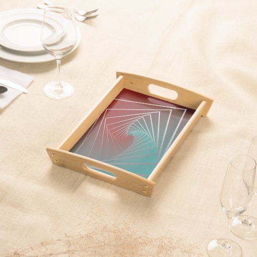 teal burgundy spin serving tray