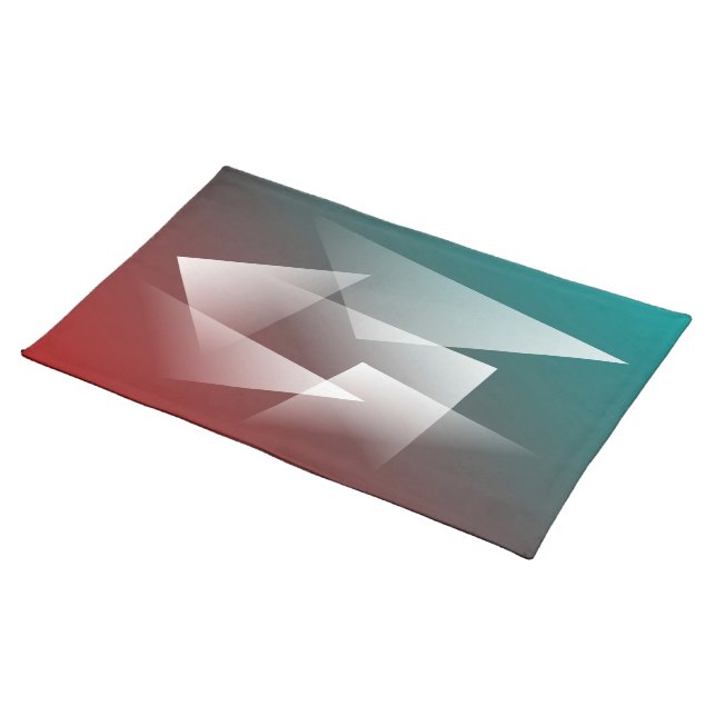 teal burgundy white cloth placemat (On Table)