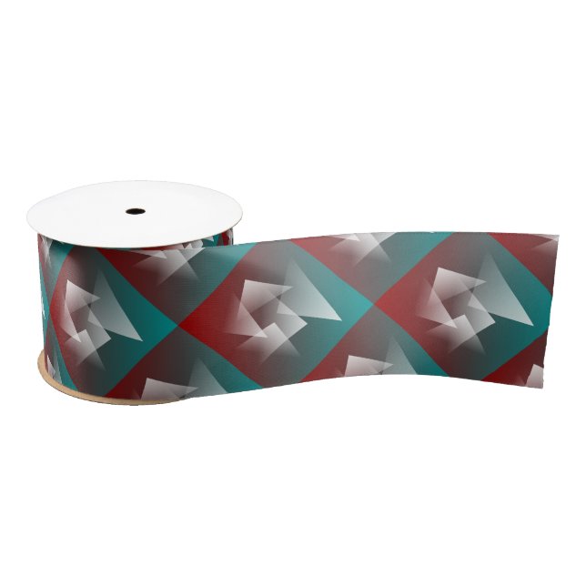 teal burgundy white satin ribbon (Spool)