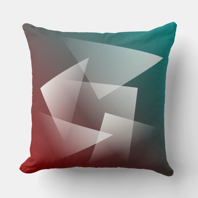 teal burgundy white throw pillow (Front)
