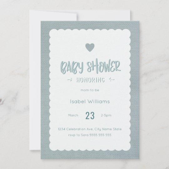 Teal Burlap Baby Shower Invitation Blank Reverse Teal Burlap Baby Shower Invitation Blank Reverse