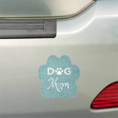 Teal Burlap Dog Mom Car Magnet