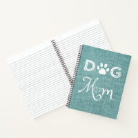 Teal Burlap Dog Mom Notebook