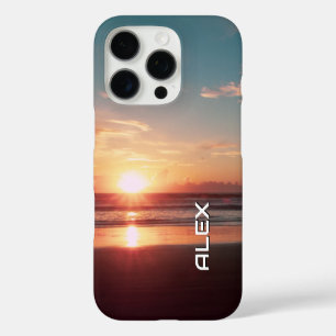 Teal & Burnt Orange Sunrise Over Ocean iPhone 16 Pro Case