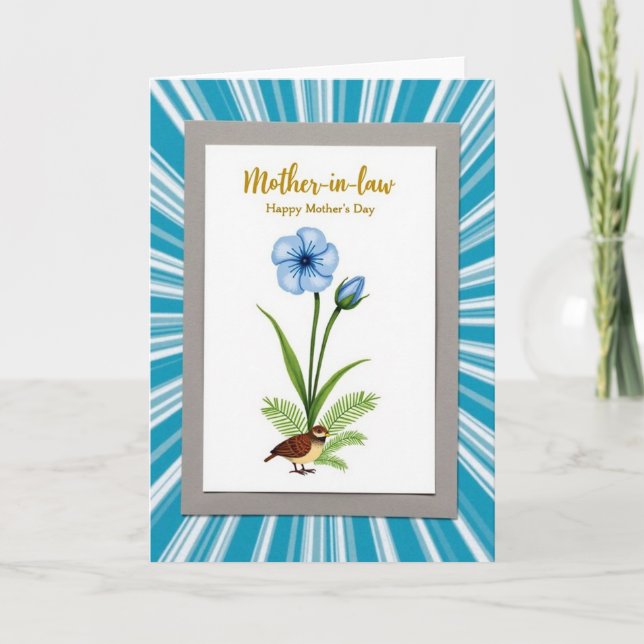 Teal Burst Mothers Day Card (Front)