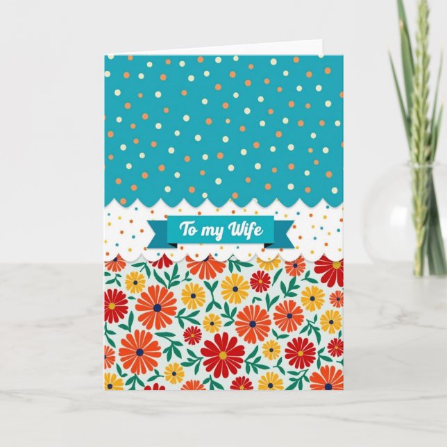 Teal Burst Wife Mothers Day Card (Front)