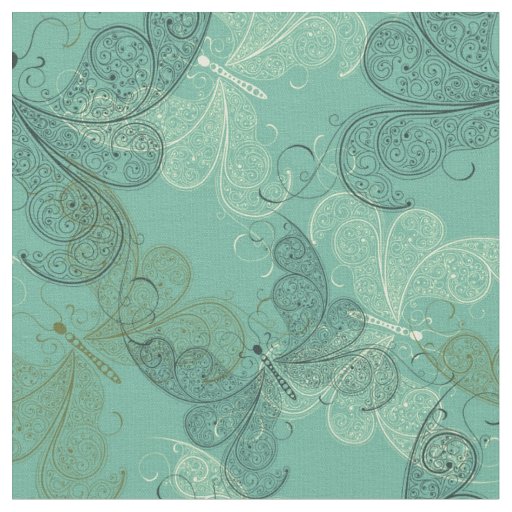 Teal Butterflies 2 Fabric