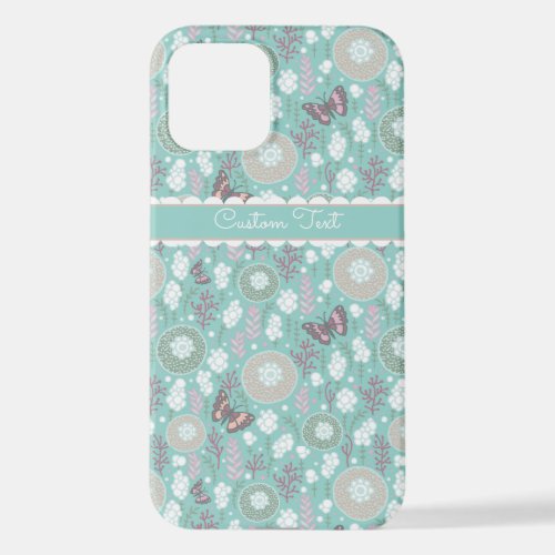 Teal Butterflies and Bubbles iPhone 12 Case