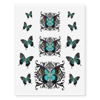 Teal Butterflies Mixed - Temporary Tattoos