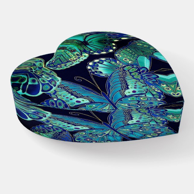Teal Butterflies Paperweight (Angled)