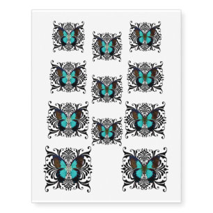 Teal Butterflies - Temporary Tattoos